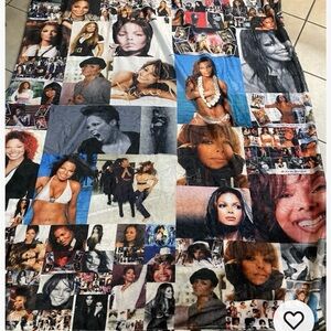 Janet Jackson rare super soft Celebrity Collage Blanket - Multicolor